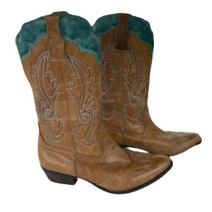 Coconuts by Matisse Tan and Teal Heeled Boots
